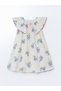 Lcw kids ecru floral pleated girls' linen dress