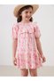 Lcw Kids Pink Floral Crinkle Ruffled Girl's Dress - 2