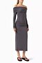 Modal Silk Off-The-Shoulder Dress, Elegant and Stretchy Silhouette Dark Gray