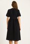 Women's Black V-Neck Waist Detailed Buttoned Short Sleeve Viscose Linen Dress 5260 60281100 - 7
