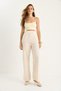 Women's Beige Velcro Pocket Detailed Linen Palazzo Trousers 3877 60281098 - 3