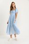 Women's Baby Blue Self-Floral Embroidered Lined Muslin Dress 5259 60281102 - 2