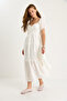 Women's White Self-Floral Embroidered Lined Muslin Dress 5259 60281102 - 4