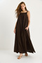 Women's Bitter Brown Tie-Strap Pocket Detailed Lined Long Crinkle Oversize Dress 5249 60281095 - 2