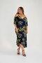 111809 Women's Dress with Side Slits and Chain on the Shoulder, Navy Blue
