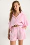 Women's Powder Bat Sleeve Oversize Shirt Straw Belted Shorts Modal Set 4010 60283476 - 3