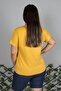 Plus Size V-Neck Stone Embroidered Mustard T-Shirt - 5