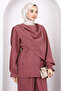 Dusty Rose Shawl Detailed Tunic Trousers Suit - 3