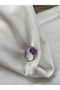 Clover Amethyst Stone Handmade Steel Wire Ring Adjustable - 2