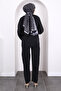 Black Shawl Detailed Tunic Trouser Suit - 4