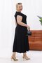 Women's Black Ruffle Sleeve Double Breasted Collar Plus Size Stretchy Maxi Dress - 6
