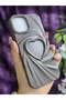 iPhone 15 Compatible 3D Heart Brown Silicone Case - 4