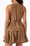 Cotton Silk Adjustable Belted Blouse Brown - 3