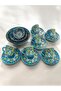 Decorative 6-Person Stylish Tulip Tile Design Fully Handmade Coffee Cup Set and Snack Bowl-Sauce Bowl - 5
