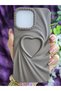 iPhone 14 Promax Compatible 3D Heart Brown Silicone Case