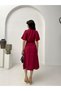 Burgundy Belt Detailed Tencel Fabric Shirt Dress - 5