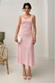 Powder Square Neck Strap Lace Dress