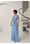 Blue Tie Detail Slit Satin Dress - 3