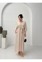 Beige Tie Detail Dress Set - 3