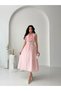 Powder Ruffle Collar Belted Lined Tulle Dress - 3