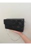 Women's Black Beaded Chain Handmade Shoulder Bag