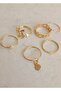 Set of 6 Gold Modern Rings - Minimal Circle - Adjustable Cartilage Ring
