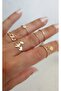 Set of 6 Gold Modern Rings - Minimal Circle - Adjustable Cartilage Ring - 2