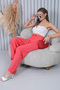 High Waist Wide Leg Coral Pants with Tie-Up Waist - 5