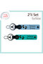 Gift for Mothers, Sky Blue-Dark Turquoise, Leather Keychain with Cute Heart Foot Pattern with Name Writable