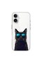 iPhone 16 Compatible Transparent Case with Cool Cat Design