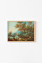 Shepherd Girl and Garda Lake Landscape - Wooden Patterned Frame