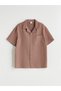 Lcw Kids Brown Resort Collar Muslin Boy's Shirt