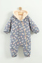 Patterned Baby Girl Winter Zippered Water Repellent Astronaut Jumpsuit