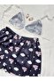 Satin Patterned Bralet Shorts Set with Lace Detail - 7