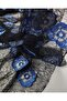 Blue Black Tulle with Floral Embroidery (Width 140 cm X Length 280 cm) - 4