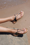 Soprana Women's Black Accessory Detail Spain Production Sandals with Finger Detail - 6