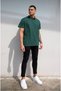 Unisex Dark Green Short Sleeve Polo Collar 100% Cotton Lakos