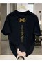 qubo Unisex Oversized Printed Cotton Crew Neck Short Sleeve BLACK T-shirt