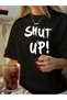 qubo Unisex Oversized Printed Cotton Crew Neck Short Sleeve BLACK T-shirt