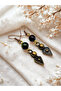 Bohemian Geometric Motif Women's Earrings with Tiger Eye Stone 5 cm