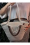 Fiona Stylish Straw Shoulder Bag with Natural Wooden Bead Detail