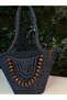 Fiona Stylish Straw Shoulder Bag with Natural Wooden Bead Detail - 4