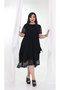 Plus Size Women's Black Lace Pocket Dress - 2