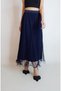 Women's Dark Blue Skirt with Miscellaneous Piles Lined Tulle Skirt Yy101229 - 3