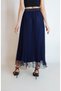 Women's Dark Blue Skirt with Miscellaneous Piles Lined Tulle Skirt Yy101229 - 7
