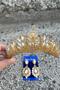 Daisy Gold Yellow Crown and Wide Shuttle Earrings Set – Sparkling Evening Dress Bridal Set