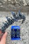 Thalia Crown Three Shuttle Earring Set Navy Blue – Sparkling Evening Dress Accessory with Stones for Bridal Henna Wedding - 2