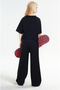 Girls Oversize Half Sleeve 100% Cotton Sports Bottom-Top Set - 4
