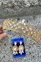 مجموعة أقراط Amara Gold Crown وThree Shuttle – مجموعة فستان سهرة لامع للعروس - 3