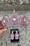 مجموعة أقراط Eveline Pink Crown Three Shuttle – مجموعة إكسسوارات فستان السهرة لحفلات الزفاف والخطوبة